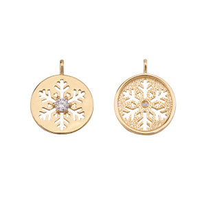 Подвеска с фианитами "Снежинка" 12 мм, золото, 1 шт. (#SVA-FIAN-170G)