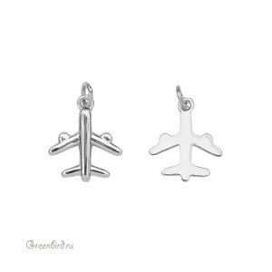 Подвеска "Самолет", родий, 1 шт. (#SVA-BASE-049R)