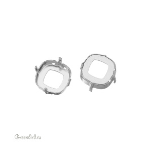 4483 Оправа для ювелирного кристалла Thin Cushion FS 14 мм, белая бронза