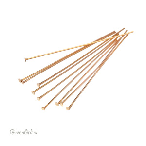 Пины со шляпкой 50 мм, золото, 10 шт. (#P02G)