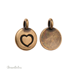 Подвеска "Сердце", ант. латунь, 1 шт. (#TC-2421-27)