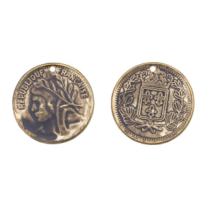 Подвеска "Монета", золото, черный, 1 шт. (#CN-PN-121)