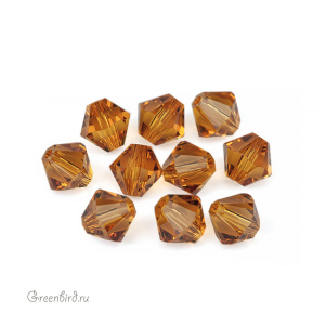 Swarovski 5328 Биконусы 6 мм, топаз (#203), уп. 10 шт.