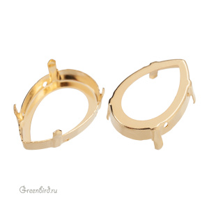 4327 Оправа для ювелирного кристалла Pear Fancy Stone 30х20 мм, золото