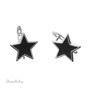 Швензы с английским замком и эмалью "Звезда", родий, пара (#SV1701-2367)