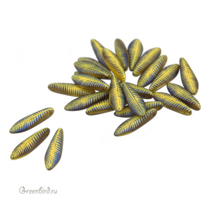 Glass Daggers 5x16mm, Yellow Opaque Laser Matte Feather, 1 шт. (#83120/22273F)
