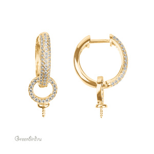 Швензы-кольца для вклеивания, фианиты, золото, пара (#SV1701-2123G)