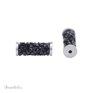 Swarovski 5950 Бусина Файн Рокс 15 мм, черный/сталь (#280/STEEL), 1 шт.