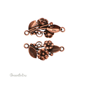 JBB Коннектор "Цветы, прав", ант. медь (JB-7336)
