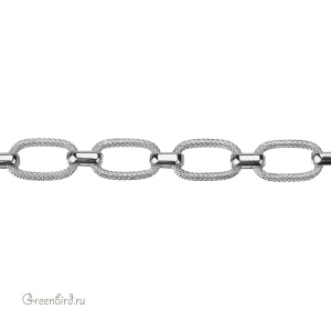 Цепочка фактурная 11x19 мм, родий, 30 см (#Chain-70R)