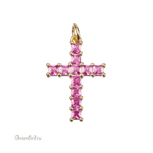 Подвеска "Крестик", кристаллы, золото, Rose (#SVA-FIAN-096G)