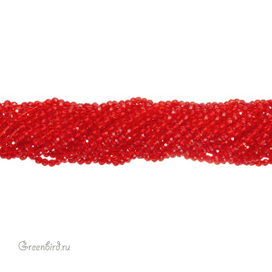 Бусины граненые рондели "Мини", алый, круглые, нить (#SVAB-R2016)