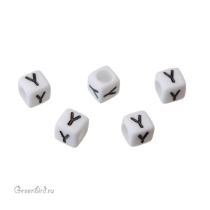 Бусина-буква куб "Y" белая, 1 шт. (#SV-Cube-Y)