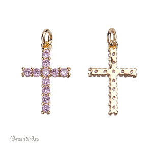 Подвеска "Крестик" с фианитами, золото, Rose (#SVA-FIAN-062G)