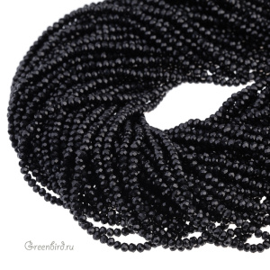 Бусины граненые рондели 3,2 мм, черный, нить (#SVAB1000)