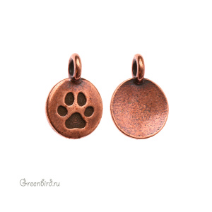 Подвеска "След от лапы", ант. медь, 1 шт. (#TC-2420-18)