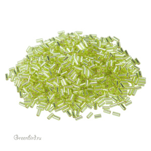 Бисер MIYUKI Bugle 3mm – Silver Lined Chartreuse (#45), 10 г