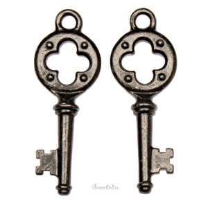 Подвеска "Ключ Quatrefoil", gunmetal, 1 шт. (#TC-2338)