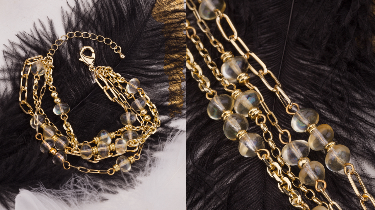 07.03 ⭐️ Браслет-манжет из цепей и чешских бусин