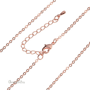 Цепочка с замочком 47 см, розовое золото, 1 шт. (9B704), Корея