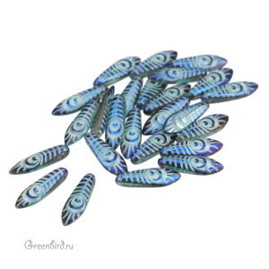 Glass Daggers 5x16mm, Turquoise Opal Blue Lsr Eye, 1 шт. (#61100/22203E)