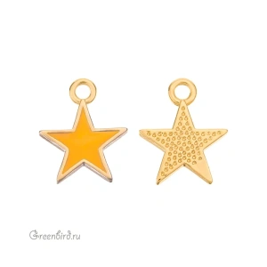 Подвеска с эмалью "Звездочка", золото, оранжевый, 1 шт. (#SV1701-Pendant-62G)