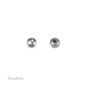 Бусина круглая гладкая 3 мм, матовый родий, 10 шт. (9B272), Корея