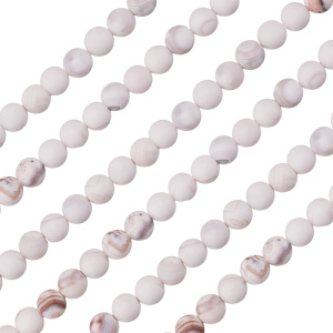 Бусины Кахолонг 8 мм, круглые, белый, нить (#SVA-NTS-31)