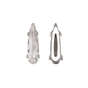 Crystalbird 4331 Капля 15x4 мм в оправе, родий, прозрачный (#001), 1 шт.