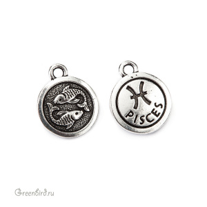 Подвеска "Рыбы", ант. серебро, 1 шт. (#TC-2469-12)