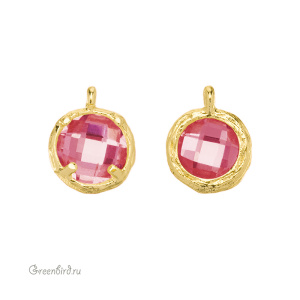 Подвеска круглая с кристаллом, 7,5 мм, золото, Padparadscha (#SVA-FIAN-163G) Подвеска круглая с кристаллом, 7,5 мм, золото, Padparadscha (#SVA-FIAN-163G)