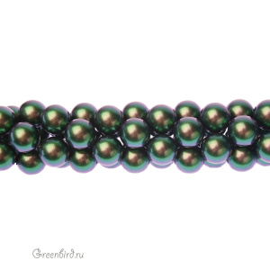 Swarovski 5810 Жемчуг 10 мм, зеленый скарабей (#946), уп. 10 шт.