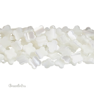 Бусина "Клевер" 8 мм, белый перламутр, 1 шт. (#SVA-PRL-051)