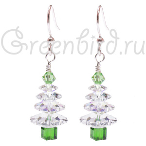 Новогодний набор "Елочки" crystal/peridot #NYK-06