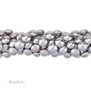 Жемчуг "Майорка" круглый плоский 14 мм, серый, нить (#Maj-104)