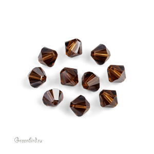 Swarovski 5328 Биконусы 6 мм, дымчатый топаз сатин (#220SAT), уп. 10 шт.
