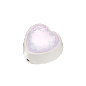 Бусина "Сердечко" с кристаллом, серебристый, белый, 1 шт. (#CN-BM-027)