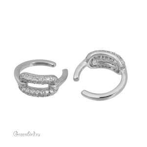 Кафф-колечко с фианитами "Звено", родий, 1 шт. (#SV1701-K14)