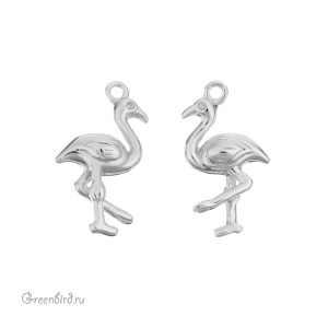Подвеска "Фламинго", родий, 1 шт. (#SV1701-Pendant-70R)