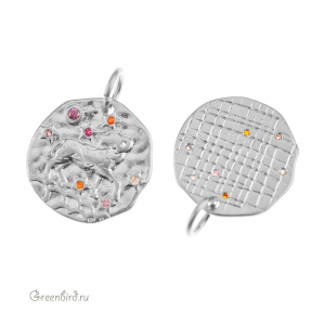 Подвеска с цветными фианитами "Зодиак - Овен", родий, 1 шт. (#SVA-ZOD-01R)