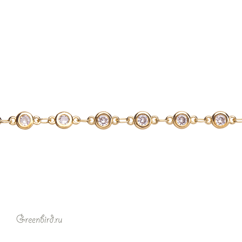 Цепочка с фианитами "Шатон", золото, 10 см (SVA-Chain-203G)