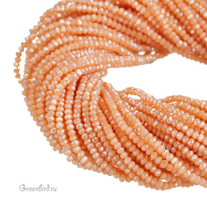 Бусины граненые рондели "Мини", темно-персиковый AB, нить (#SVAB220)