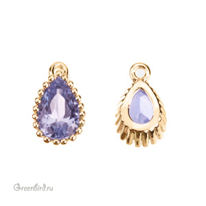 Подвеска-капля с фианитом, золото, Violet (#SVA-FIAN-147G)
