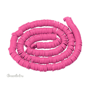 Каучуковые бусины "Диски", малиновый, нить (#SVA-RUB-015)