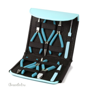 Набор из восьми инструментов Beadsmith в чехле, Light Blue (#PLFAS04)