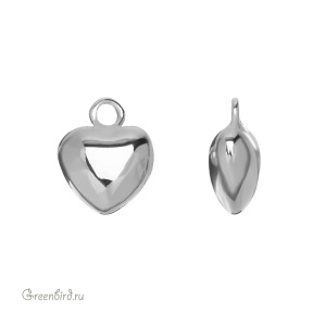 Подвеска "Сердечко" 8 мм, родий, 1 шт. (#SVA-BASE-031R)