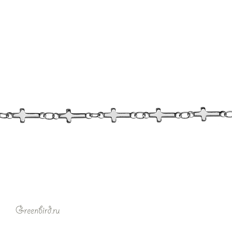 Цепочка фигурная "Крестик", родий, 10 см (SVA-Chain-220R)