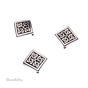 Бусина "Кельтский ромб", ант. серебро, 1 шт. (#TC-5524)