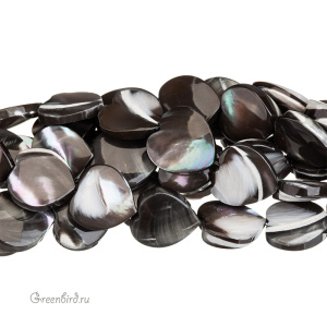 Бусина "Сердце" 12 мм, черно-белый перламутр, 1 шт. (#SVA-PRL-006)