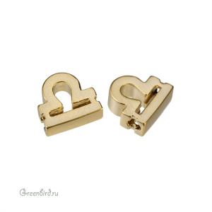 Бусина фигурная "Зодиак - Весы", матовое золото, 1 шт. (9JJ268), Корея